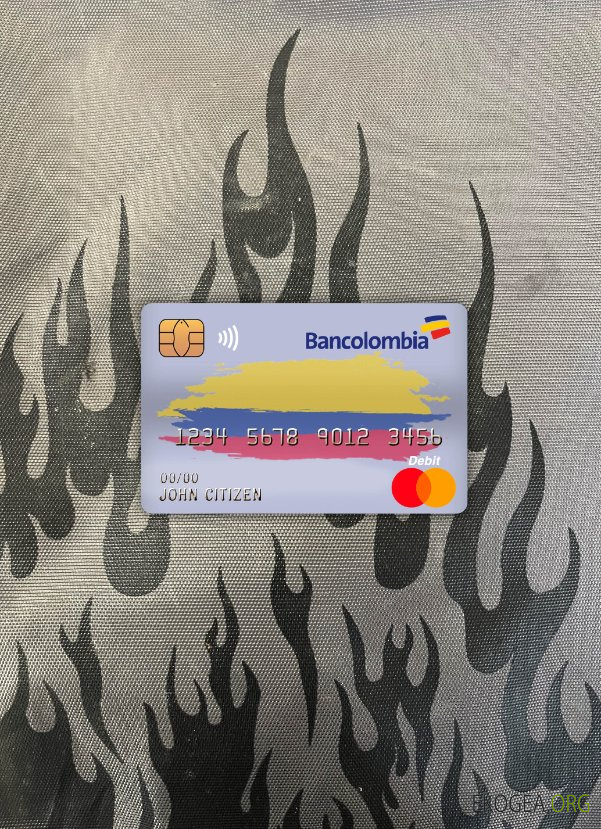 Carte de débit principale de la banque Bancolombia Colombie photolook , avant